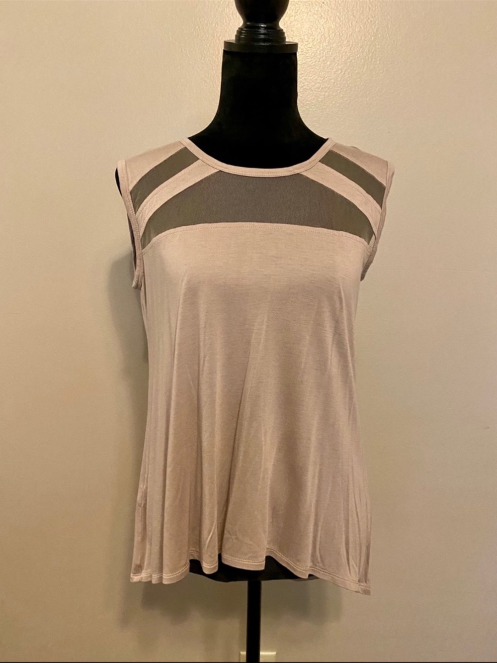 Mesh Detail Tan Top